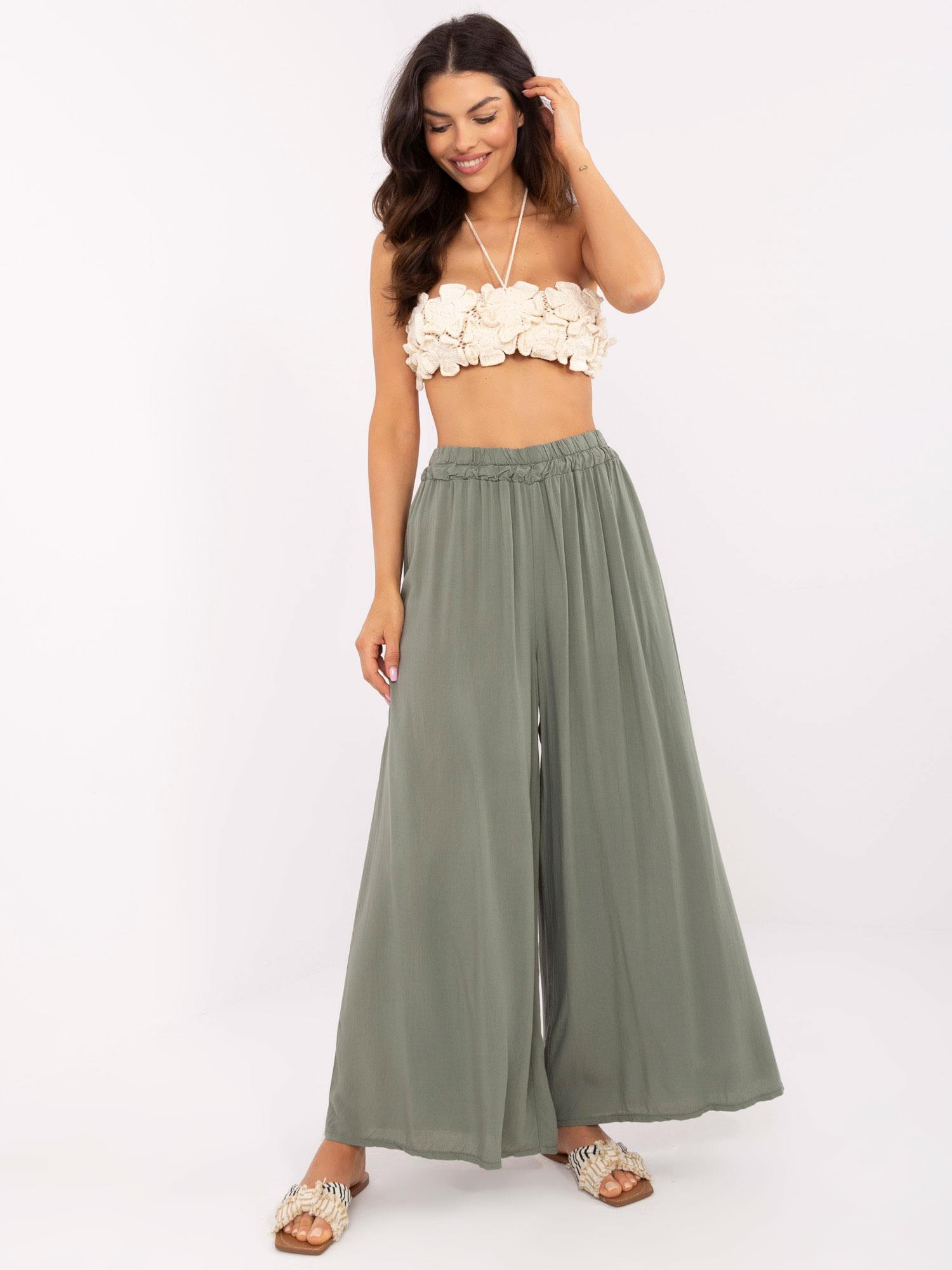 Khaki vzdušné široké nohavice TW-SP-BI-82353.39-khaki Veľkosť: L
