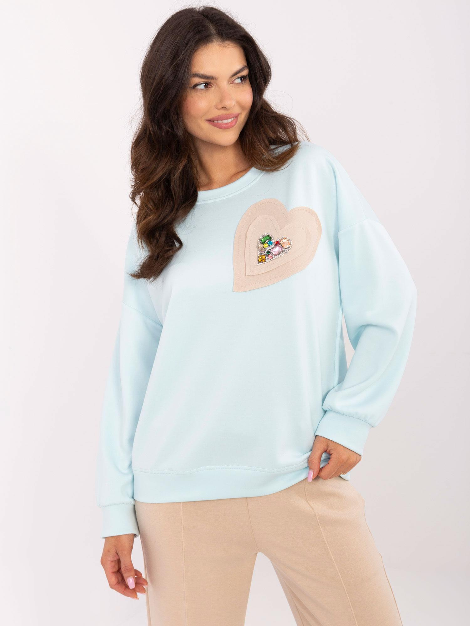 Svetlomodrá dámska mikina s nášivkou DHJ-BL-20322.72-light blue Veľkosť: ONE SIZE
