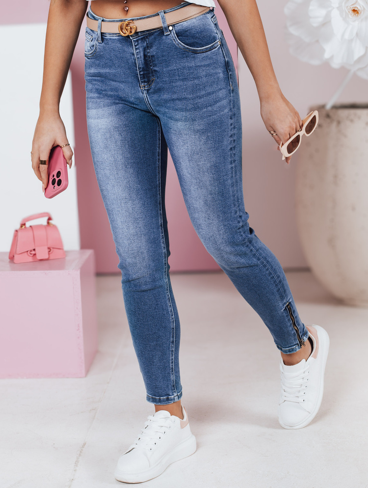 Modré úzke džínsy s ozdobným zapínaním WERNI UY2366 Veľkosť: S