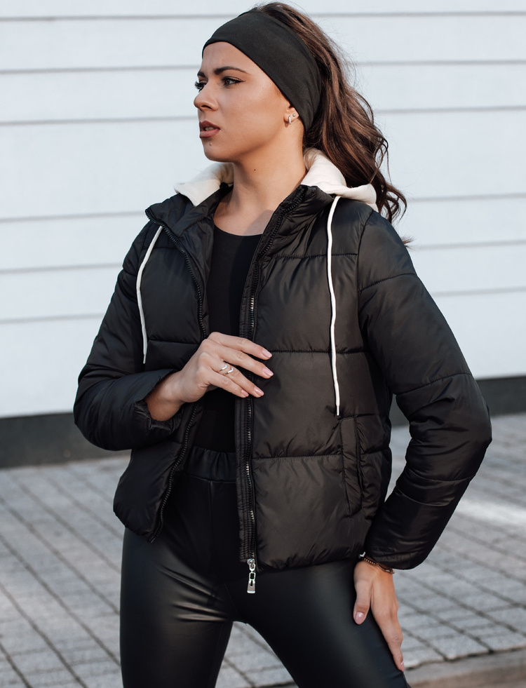 Čierna dámska zimná páperová bunda s kapucňou NORDPUFF TY4616 Veľkosť: M