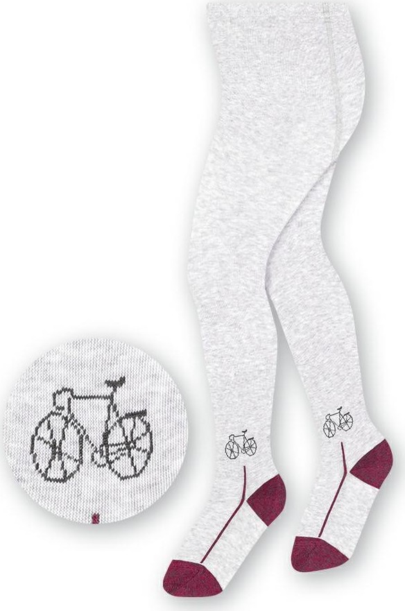 Šedé melanž chlapčenské vzorované pančuchy Art.071 FG156, MELANGE LIGHT GRAY Veľkosť: 92/98