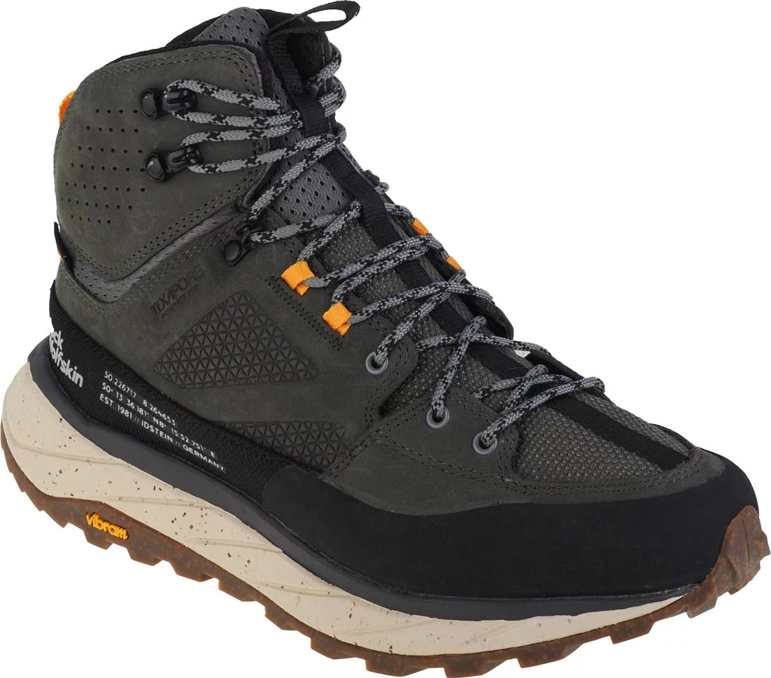Tmavozelené členkové turistické topánky Jack Wolfskin Terraquest Texapore Mid M 4056381-4143 Veľkosť: 42,5