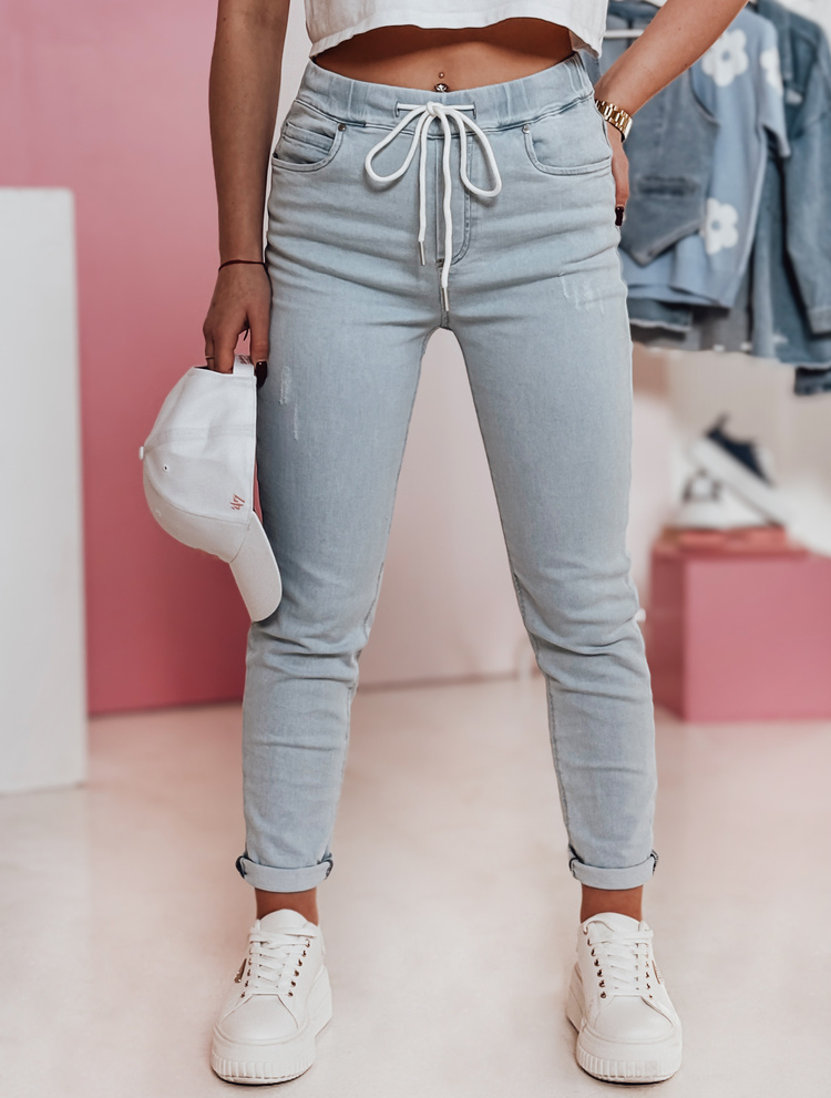 Svetlomodré skinny džínsy so šnúrkou v páse MOONLIT UY2362 Veľkosť: XS