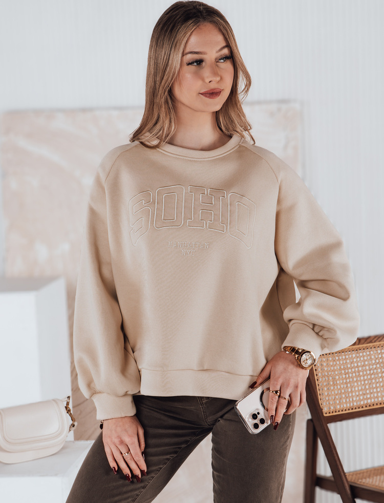 Béžová zateplená oversized mikina COSYONE BY1349 Veľkosť: ONE SIZE