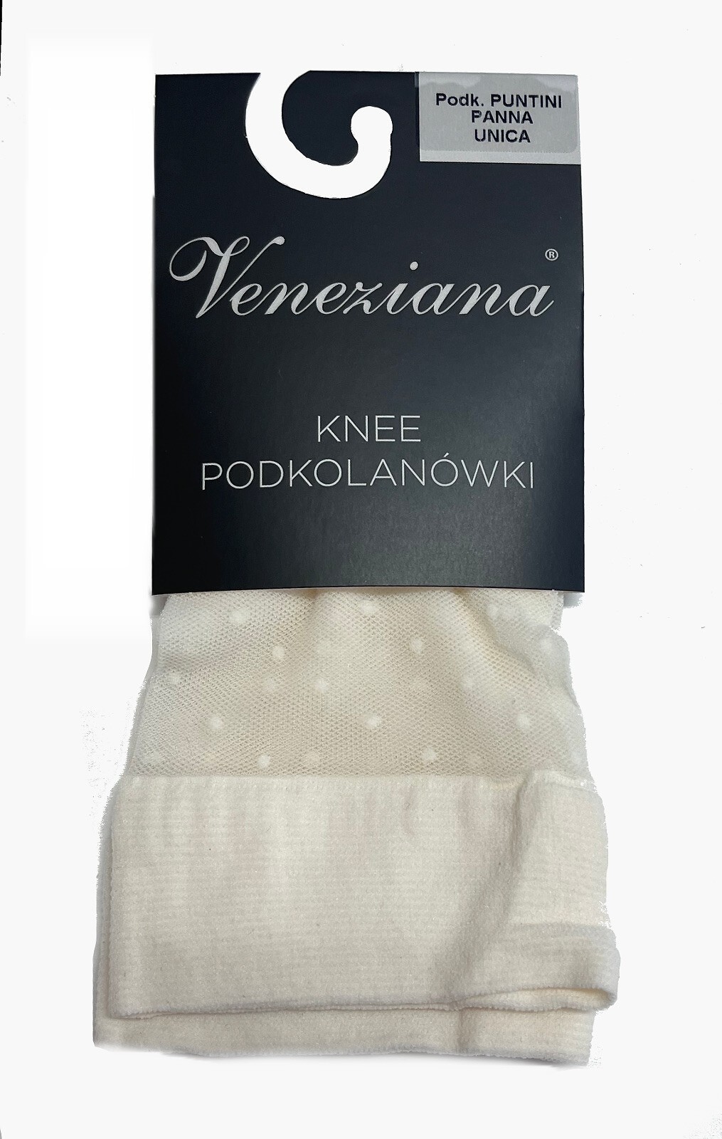 Vzorované silonkové podkolienky Veneziana Puntini Veľkosť: ONE SIZE, Barva: krémová