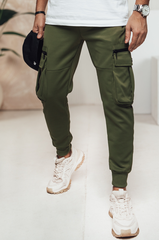 Tmavozelené pánske cargo nohavice UX4471 Veľkosť: M