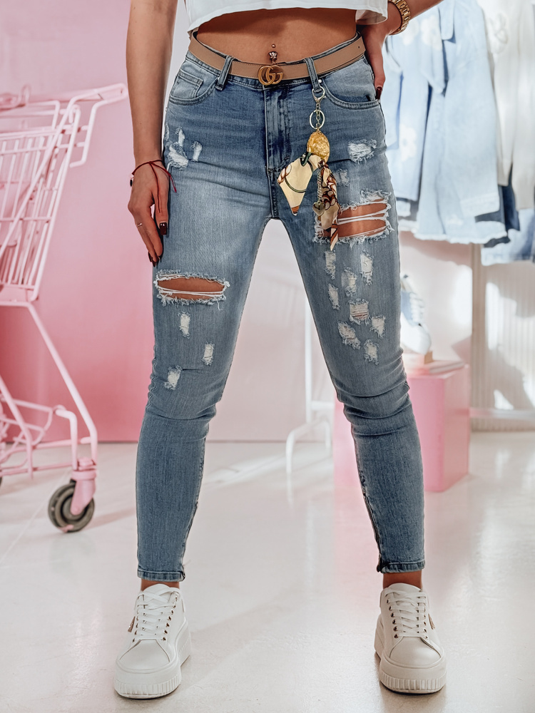 Dámske skinny džínsy s odreninami JEANZI UY2373 Veľkosť: 42