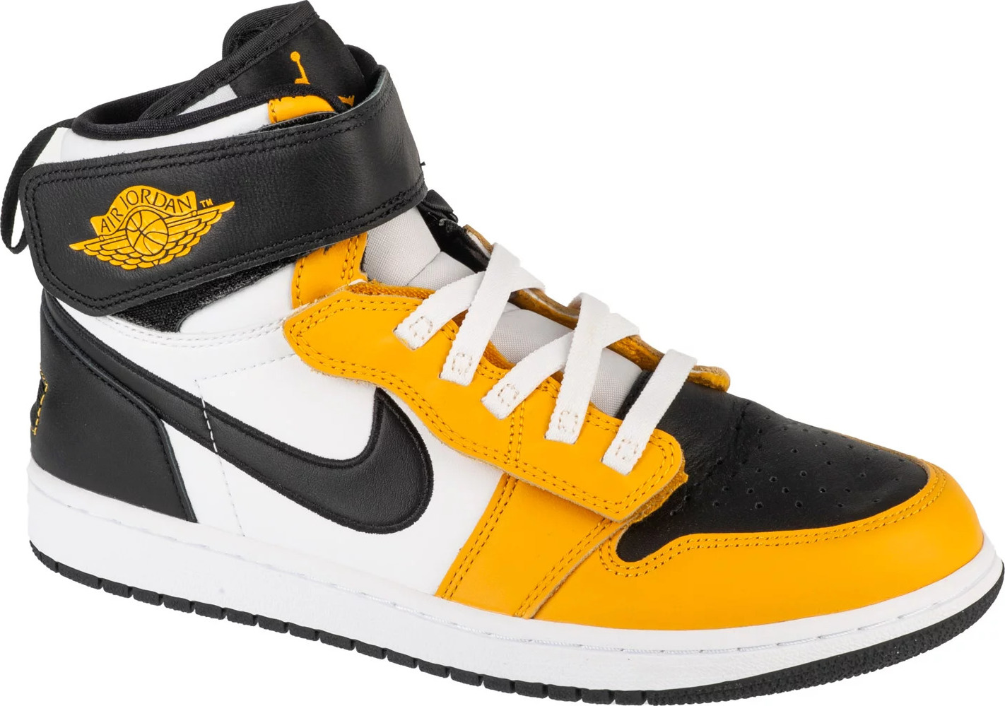 Bielo-čierno-žlté pánske členkové tenisky Air Jordan 1 Hi Flyease CQ3835-107 Veľkosť: 45,5
