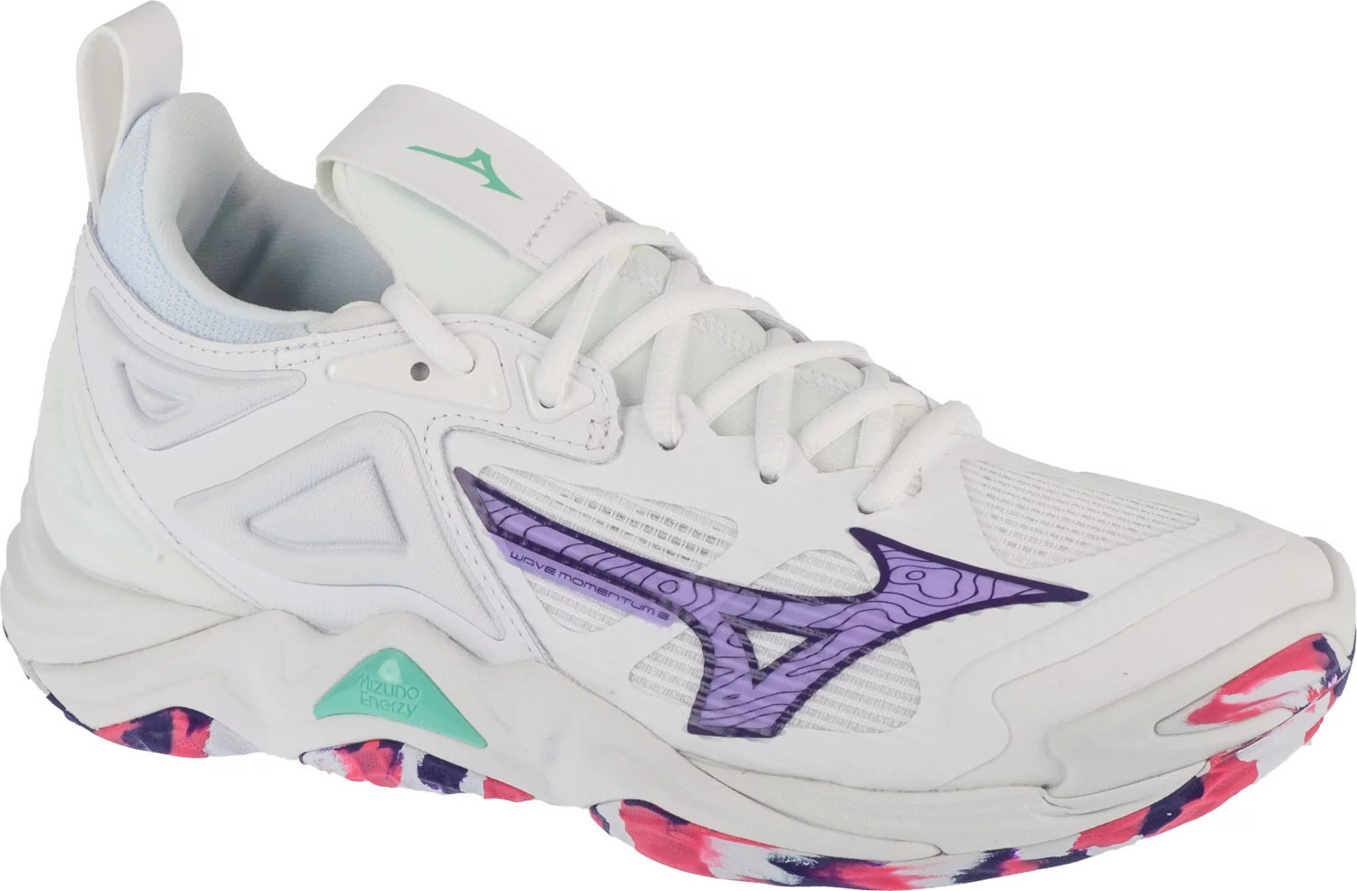 Bielo-fialová dámska volejbalová obuv Mizuno Wave Momentum 3 V1GC231220 Veľkosť: 40