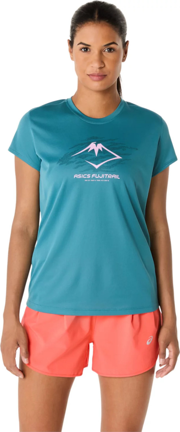 Tyrkysové dámske bežecké tričko ASICS Fujitrail Logo SS Top 2012C971-425 Veľkosť: M