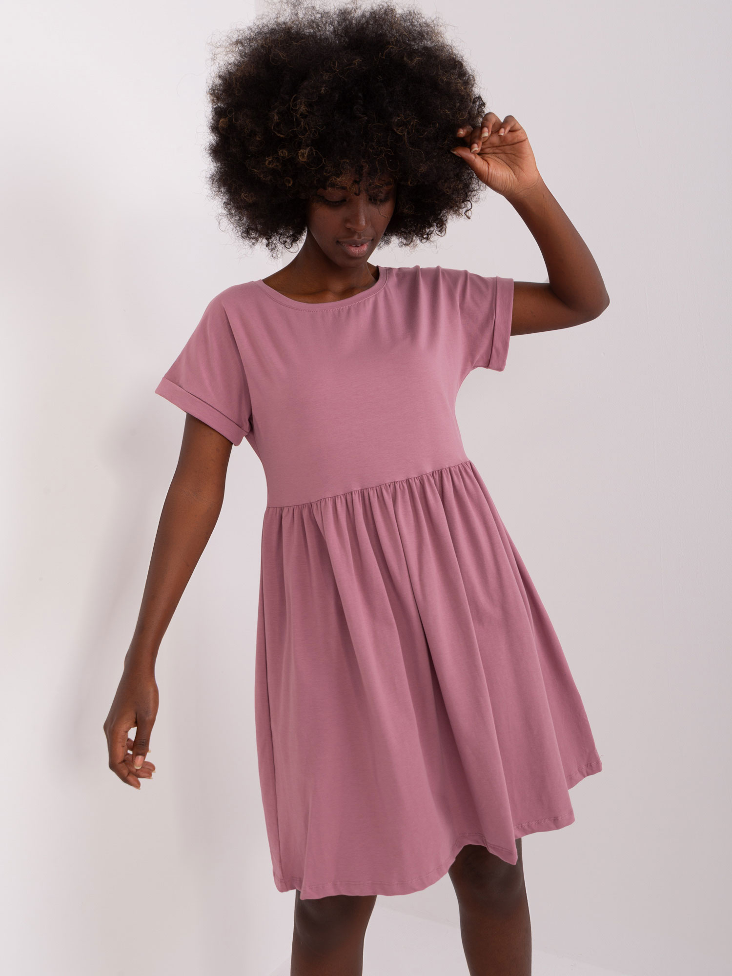 Ružové šaty DITA s krátkym rukávom RV-SK-5672.03P-dark pink Veľkosť: L