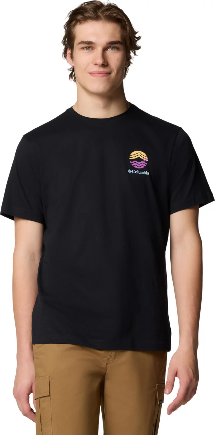 Čierne pánske tričko s potlačou na chrbte Columbia Kettle River Outdoor Tee 2120411010 Veľkosť: L