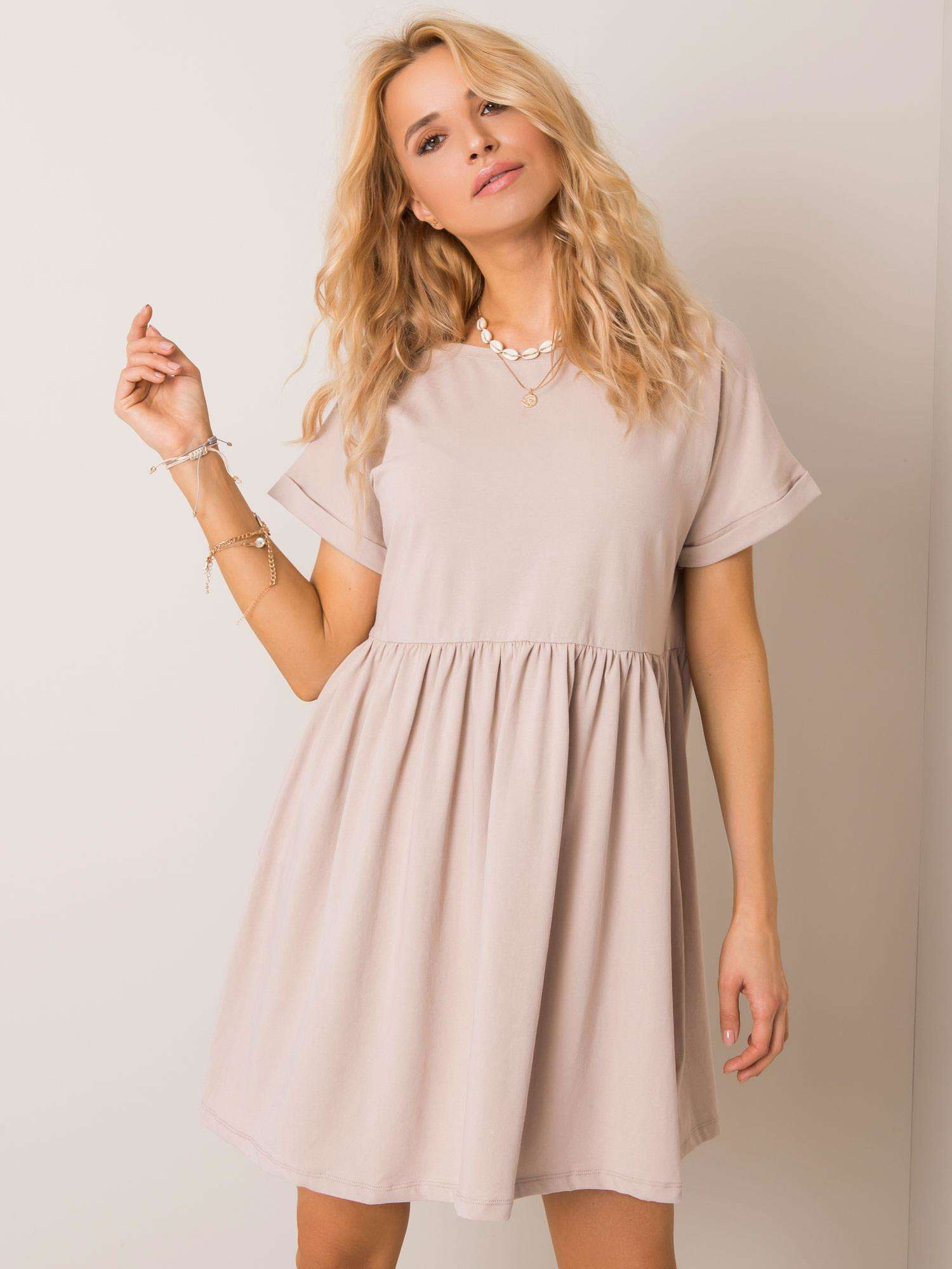 Dámske béžové šaty RV-SK-5672.03P-beige Veľkosť: XL