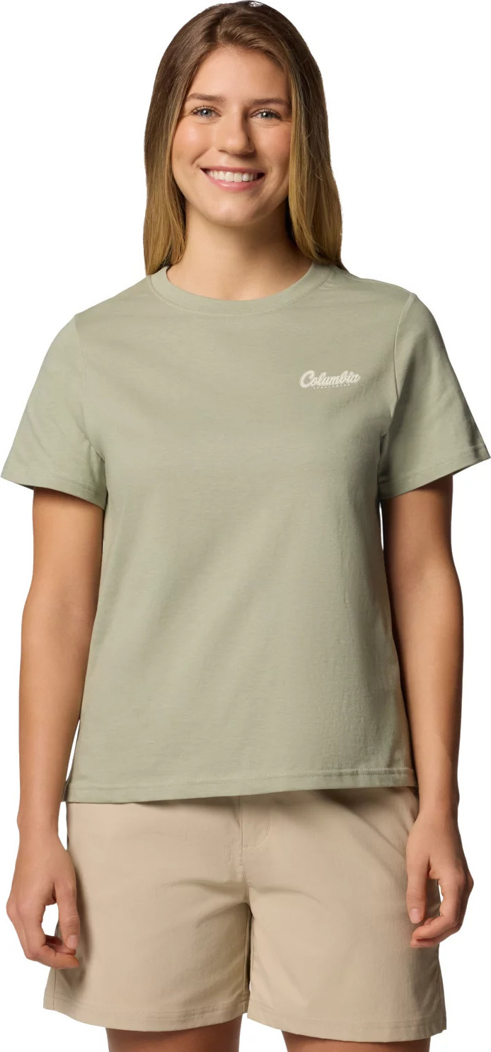 Khaki dámske tričko s krátkym rukávom Columbia Rolling Bend Graphic SS Tee 2120021348 Veľkosť: L