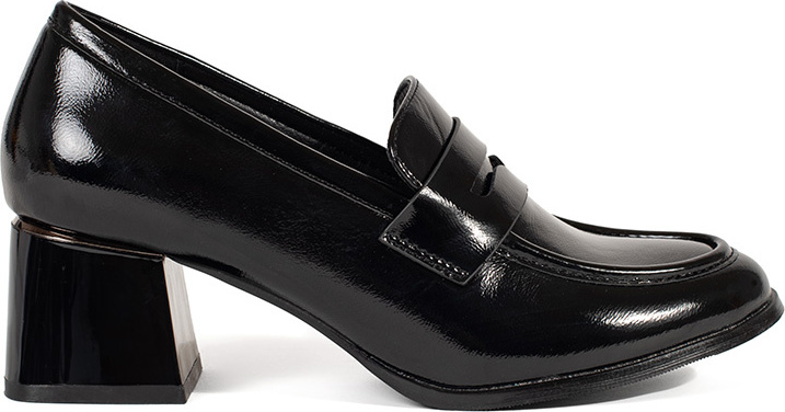 Čierne dámske poltopánky na podpätku, podpätok 5 cm GD-FL471B Veľkosť: 39