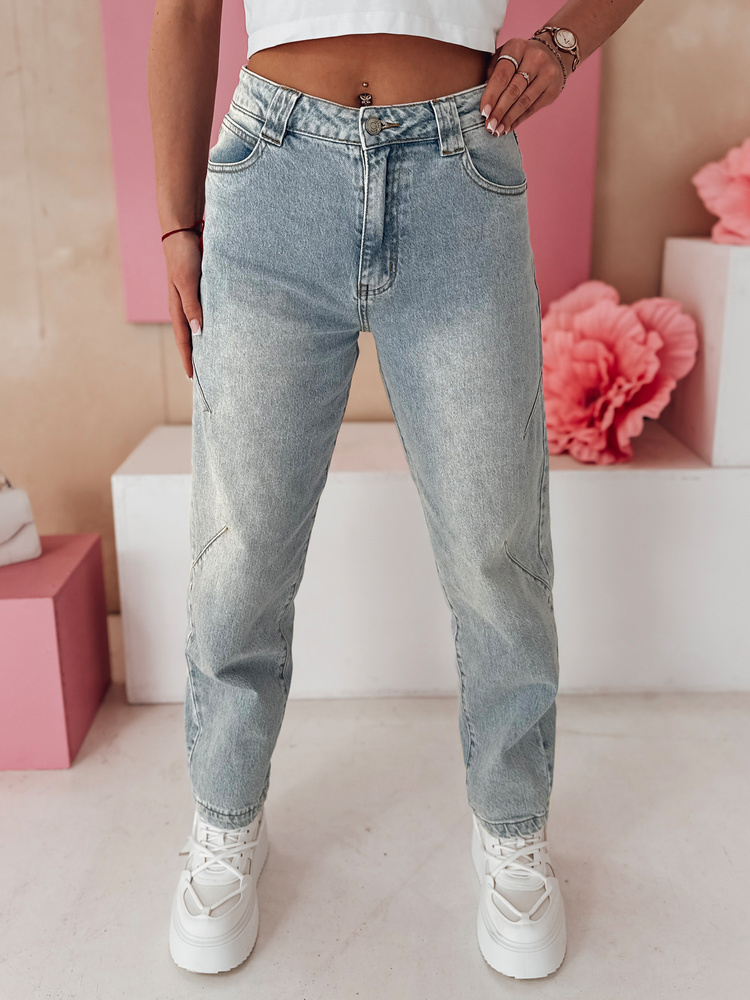 Dámske modré široké džínsy s vysokým pásom WIDENO UY2492 Veľkosť: XS