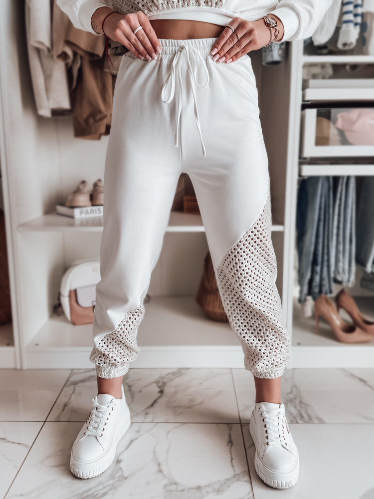 Dámske smotanové štýlové tepláky s jedinečným dizajnom ELEGRA UY2514 Veľkosť: ONE SIZE