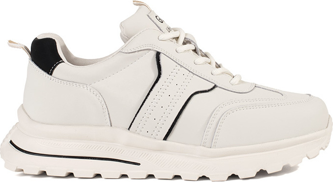 Smotanové kožené športové topánky na hrubej podrážke GD-XF-118W/B Veľkosť: 36