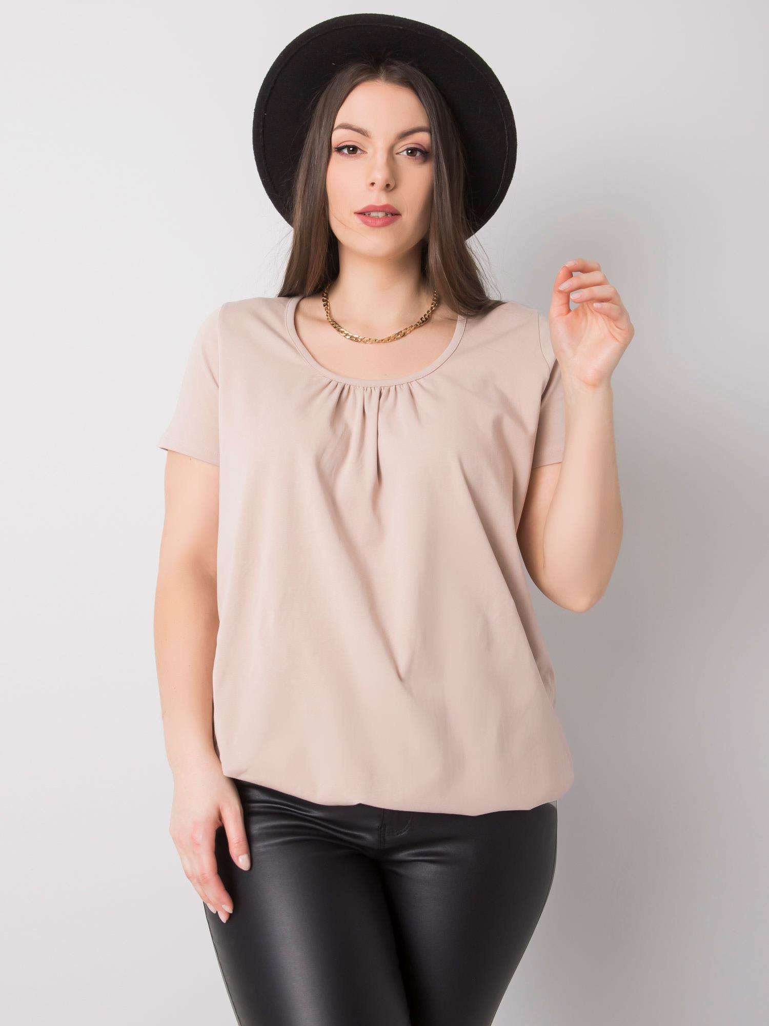 Béžové dámske tričko s krátkym rukávom RV-TS-6320.85P-beige Veľkosť: 2XL