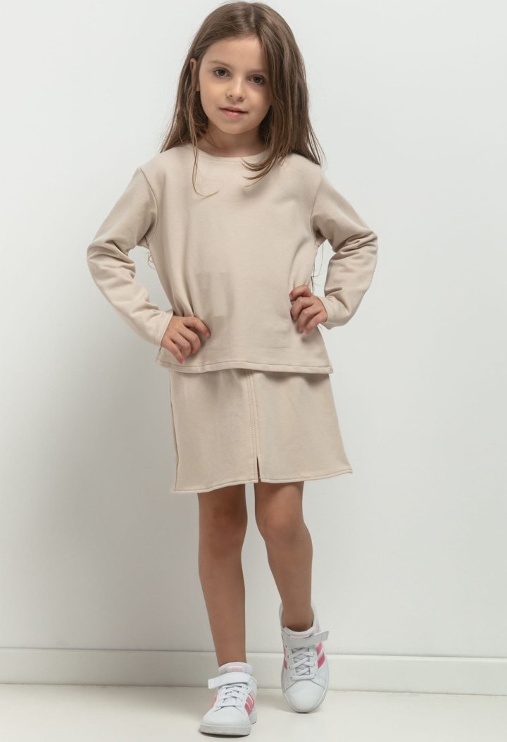 Dievčenské svetlobéžová sukňa s rozparkom - mama a dcéra MMD40 - light beige Rozmiar: 98