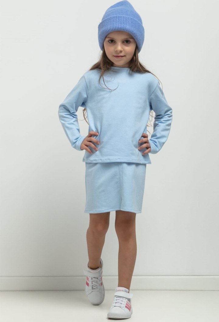 Dievčenská svetlomodrá sukňa s rozparkom - mama a dcéra MMD40 - light blue Rozmiar: 98