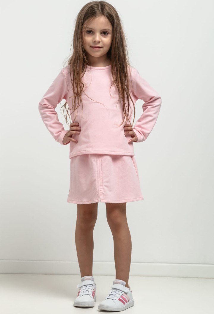 Dievčenská svetloružová sukňa s rozparkom - mama a dcéra MMD40 - light pink Rozmiar: 98