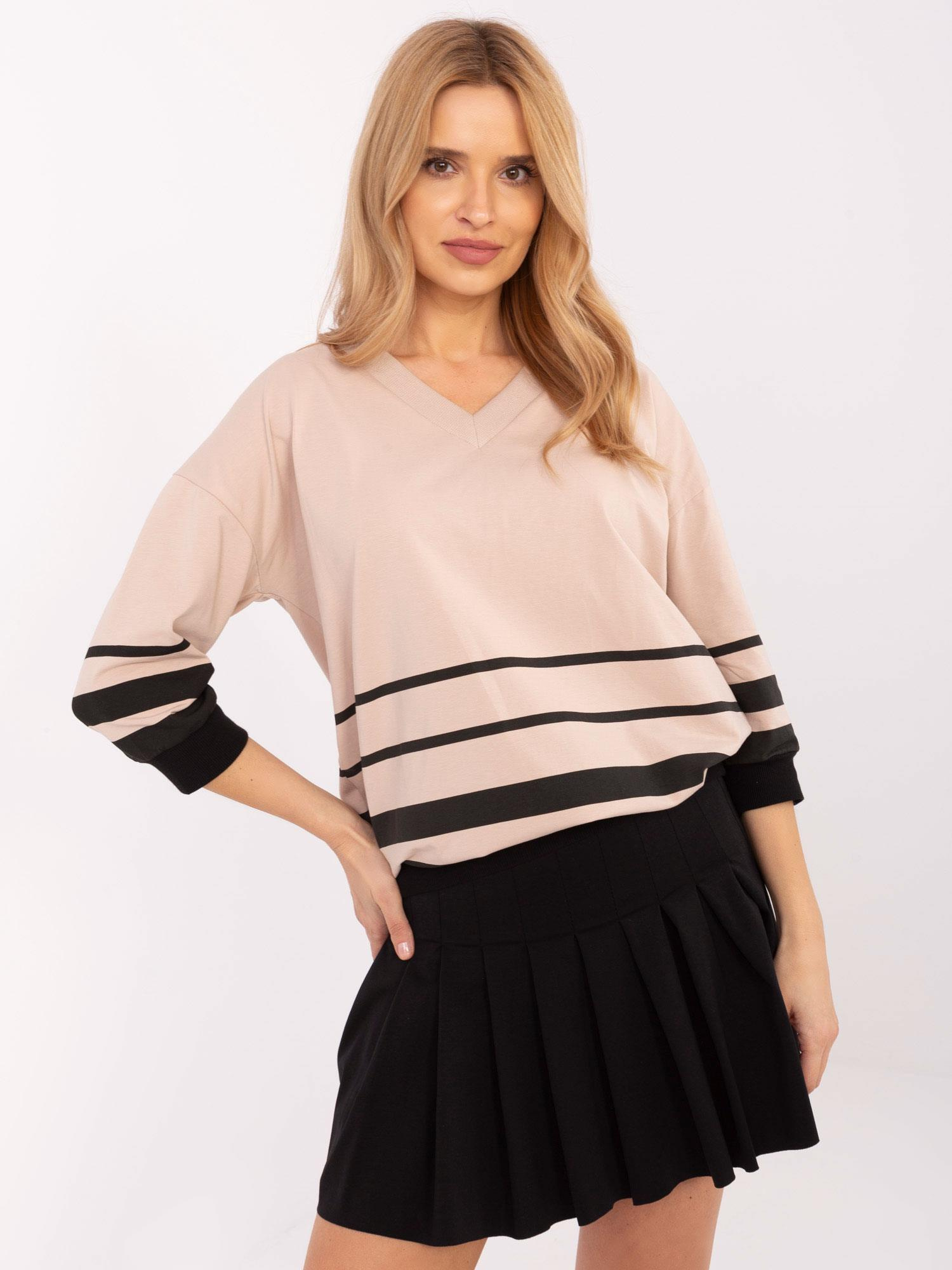 Béžovo-čierna dámska béžová ľahká mikina RV-BZ-A348.17-beige Veľkosť: ONE SIZE