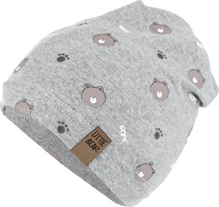 Detská jarná čiapka s medvedíkmi AJS 50-055 Veľkosť: 44-46 cm, Barva: sivá melanž