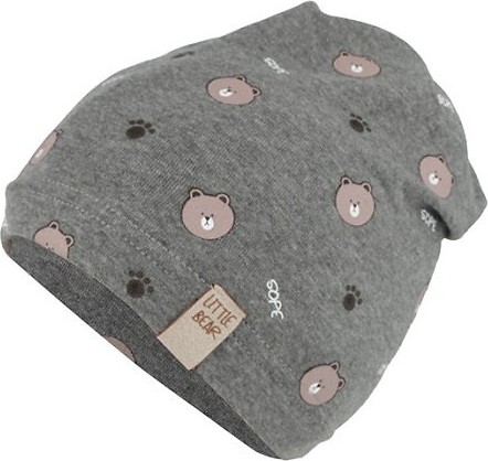 Detská jarná čiapka s medvedíkmi AJS 50-055 Veľkosť: 44-46 cm, Barva: tmavosivá melanž