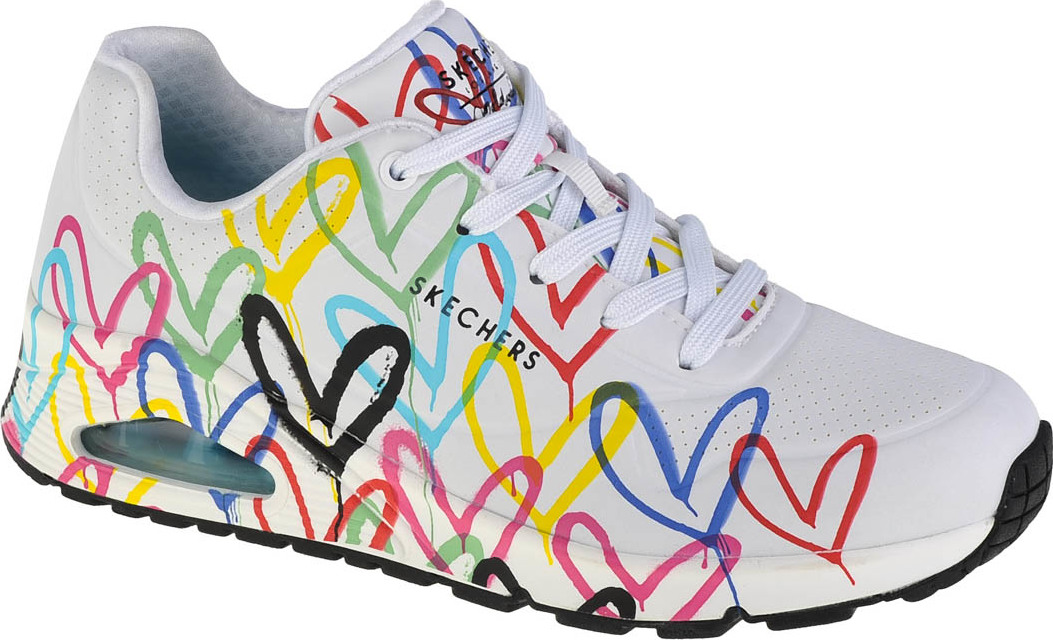 Biele dámske tenisky Skechers Uno - Spread The Love s farebným motívom 155507-WMLT Veľkosť: 36
