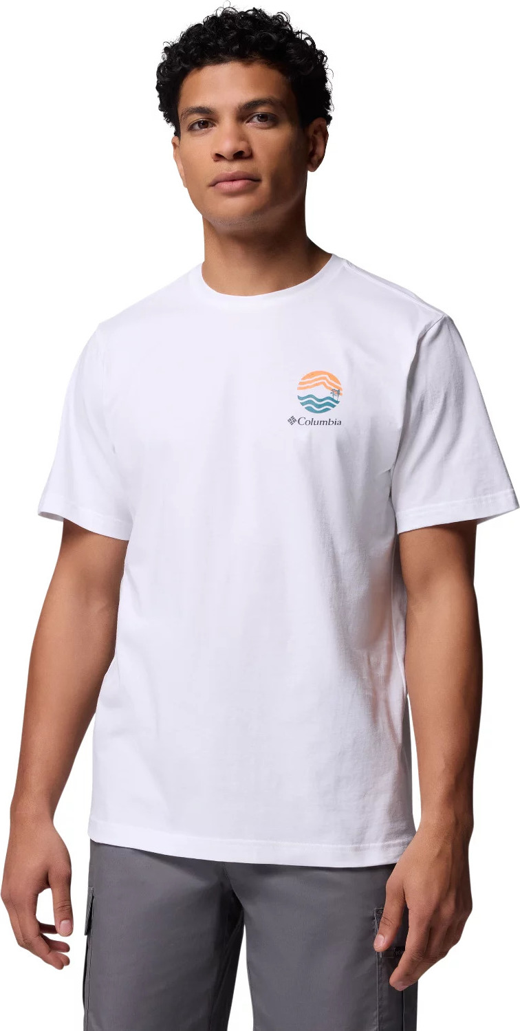 Biele pánske tričko s potlačou Columbia Kettle River Outdoor Tee 2120411101 Veľkosť: M