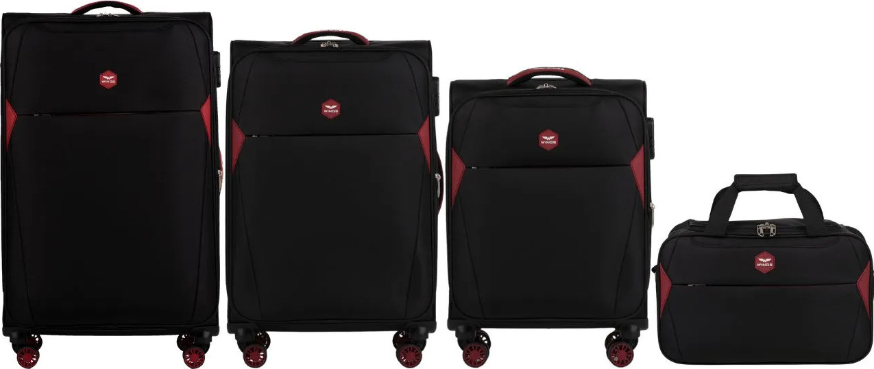 Čierna sada cestovných kufrov a príručnej batožiny DPR01 Veľkosť: Sada kufrov