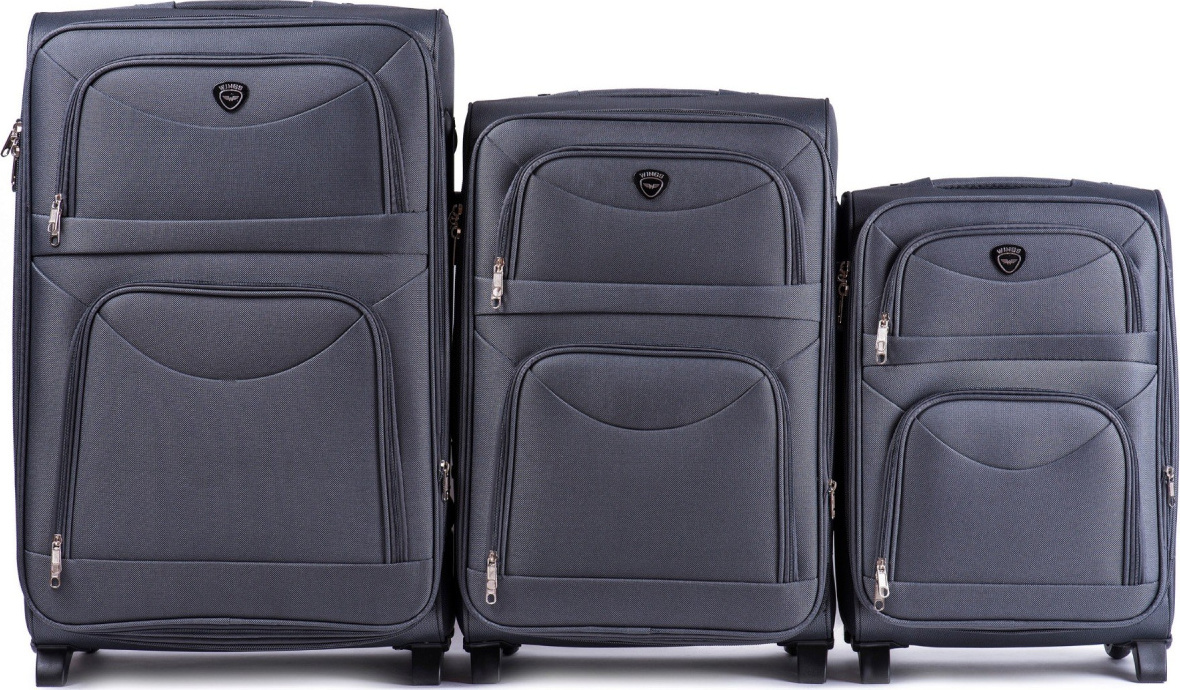 Tmavosivá sada 3 cestovných kufrov 6802(2), Sets of 3 suitcases Wings 2 wheels L,M,S, Dark grey Veľkosť: Sada kufrov