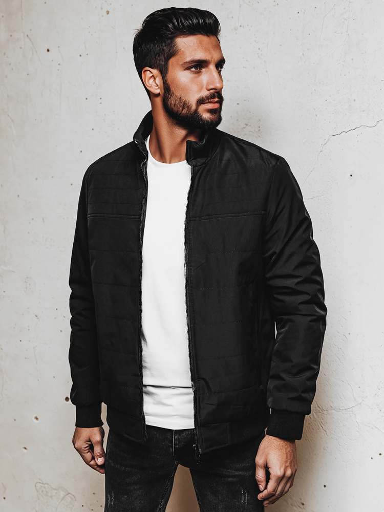 Čierna pánska prechodná bunda bez kapucne TX5005 Veľkosť: M/48