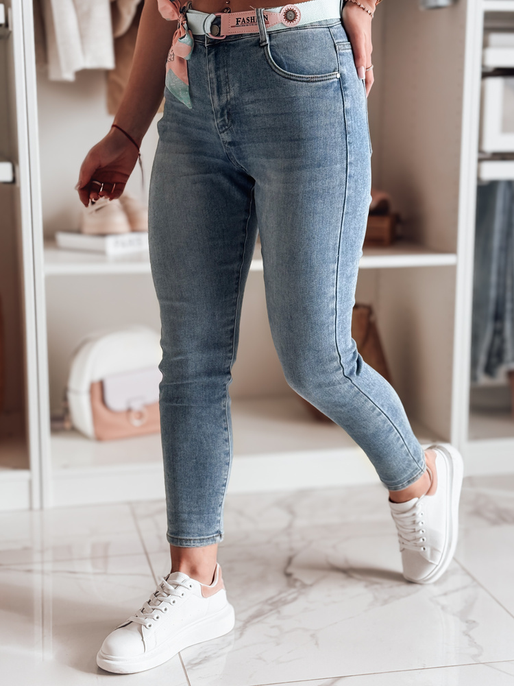 Dámske modré slim fit džínsy s opaskom TRENDLINE UY2478 Veľkosť: S