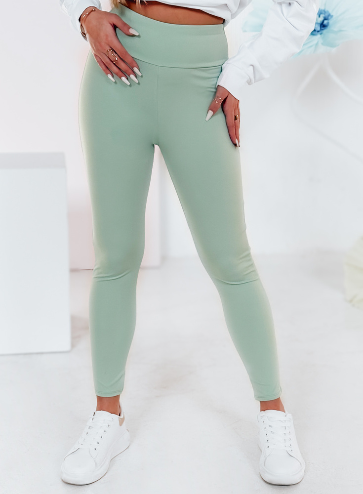 Klasické dámske svetlozelené legíny s vysokým pásom SOFLEGG UY2509 Veľkosť: S