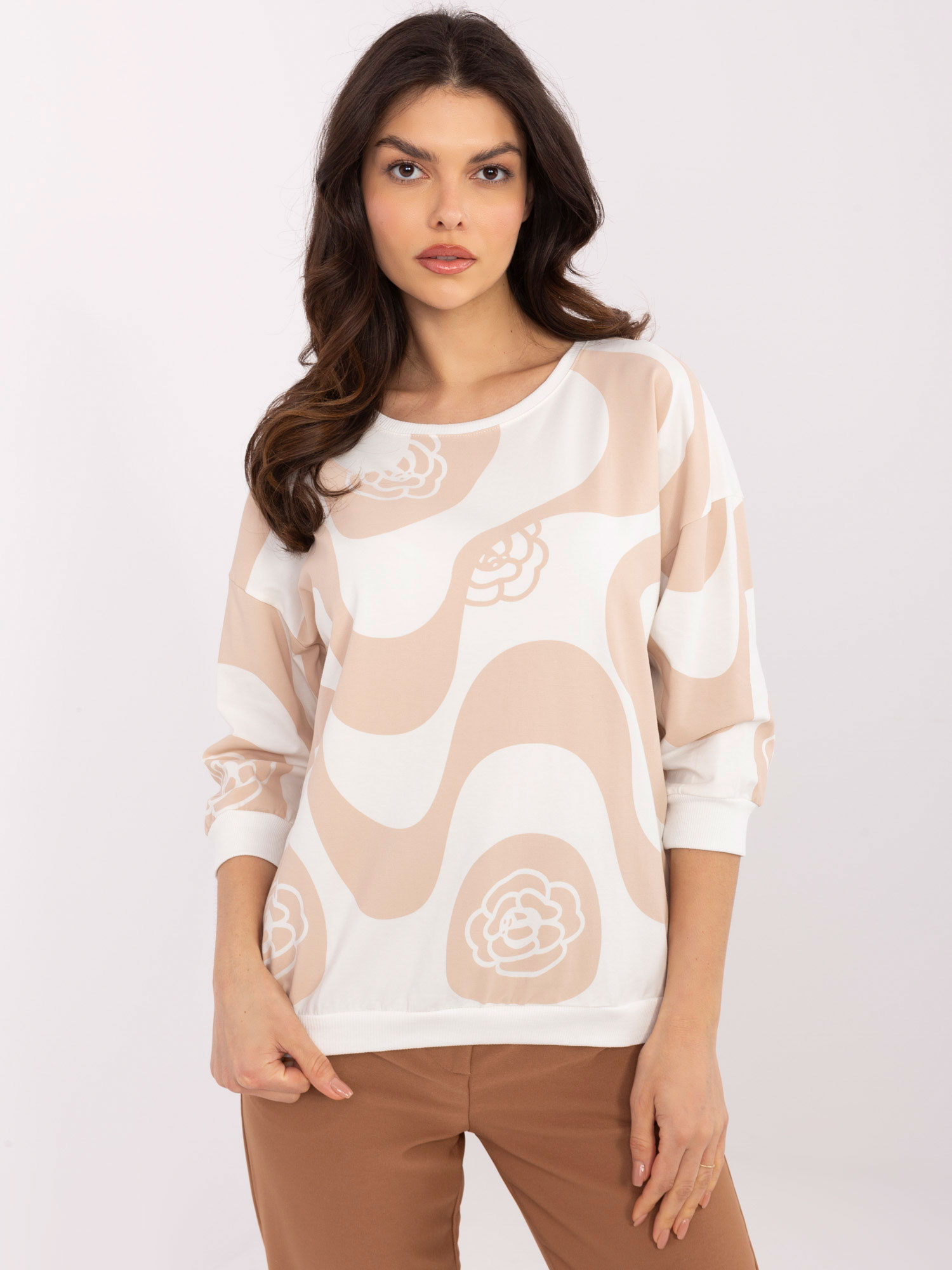 Bielo-béžová dámska ľahká mikina RV-BZ-A285.24-white-beige Veľkosť: ONE SIZE