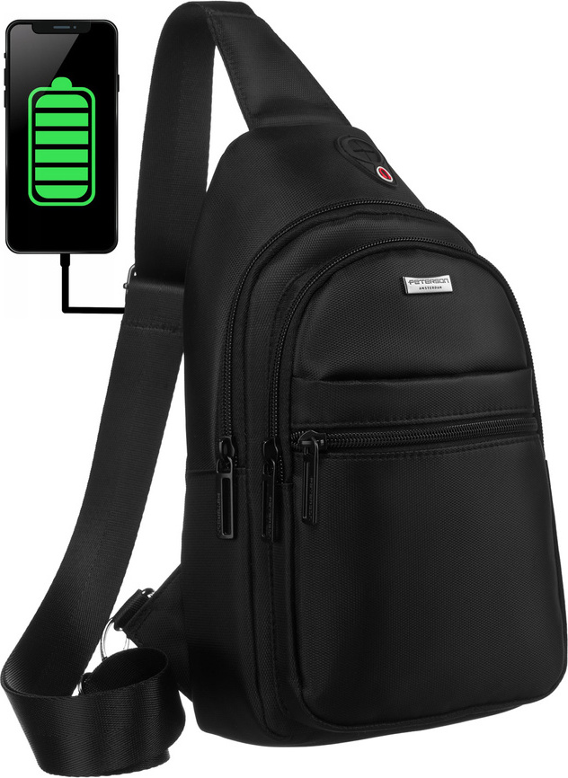 Peterson čierna taška s USB portom PTN 73206 Veľkosť: ONE SIZE
