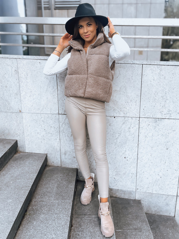 Hnedá kožúšková vesta BEEWARM TY3800 Veľkosť: L