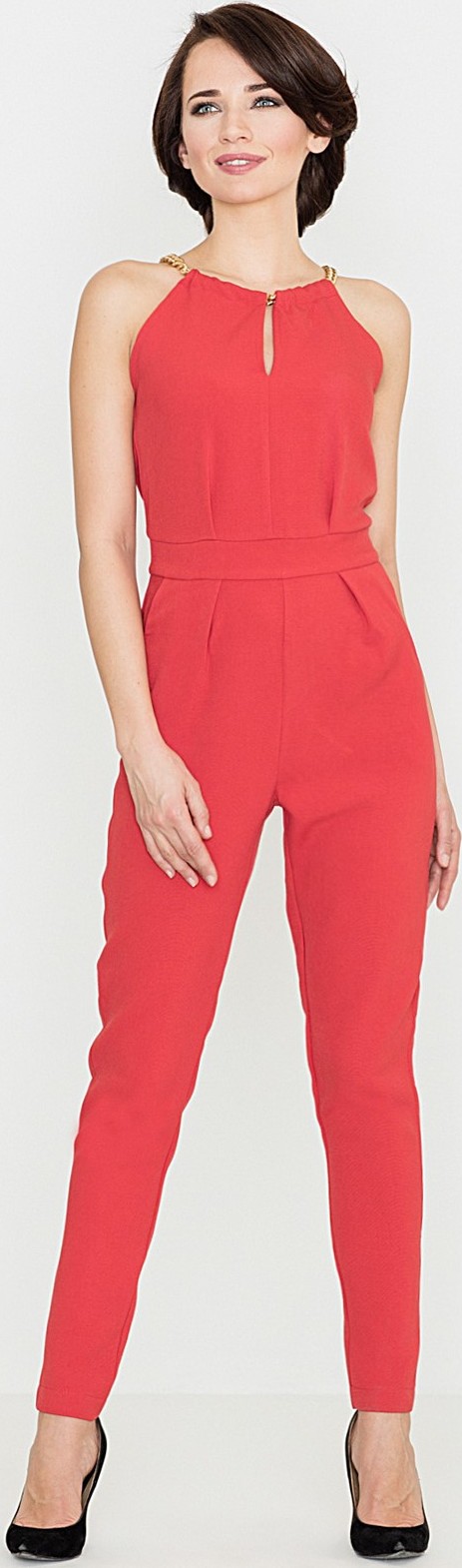 Dámsky elegantný červený overal K338 Veľkosť: S