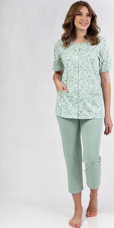 Svetlomodré dámske pyžamo s 3/4 nohavicami Regina 694 kr/r 2XL-3XL W25 Veľkosť: 3XL, Barva: Zelená