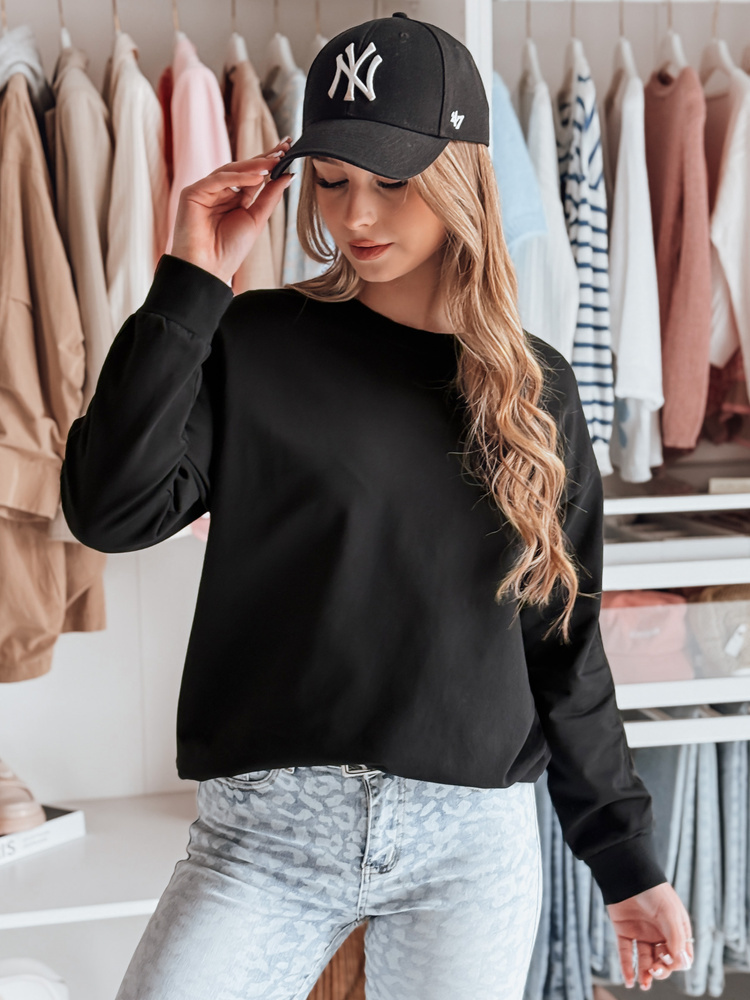 Čierna dámska mikina s jemnými detailmi LUMIVIA BY1369 Veľkosť: ONE SIZE