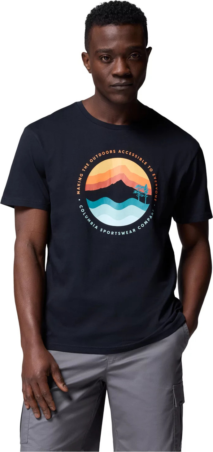 Čierne pánske tričko s potlačou Columbia Path Lake II Graphic Tee 1934814024 Veľkosť: L