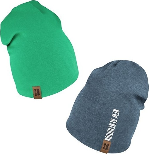 Detská obojstranná čiapka s potlačou AJS 50-137 dwustronna dziecięca Veľkosť: 52-54 cm, Barva: zeleno-grafitová