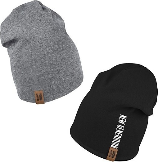 Detská obojstranná čiapka s potlačou AJS 50-137 dwustronna dziecięca Veľkosť: 48-50 cm, Barva: čierno-sivá