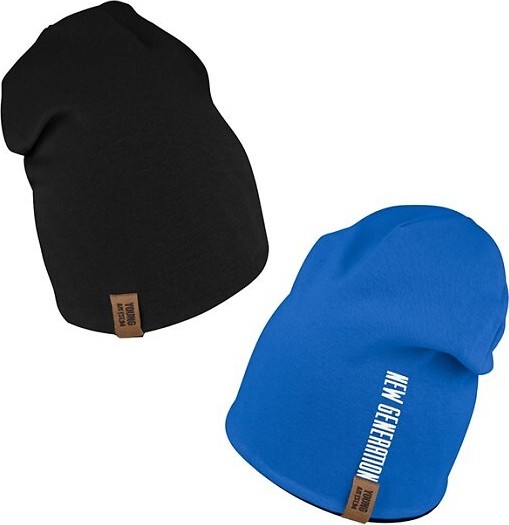 Detská obojstranná čiapka s potlačou AJS 50-137 dwustronna dziecięca Veľkosť: 48-50 cm, Barva: modro-čierna