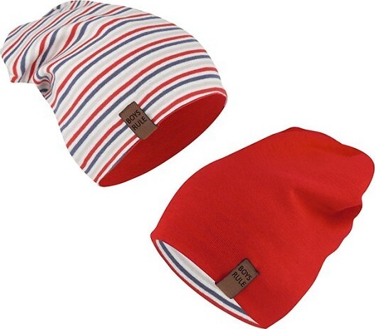 Detská obojstranná čiapka AJS 50-086 dwustronna dziecięca Veľkosť: 48-50 cm, Barva: Červená