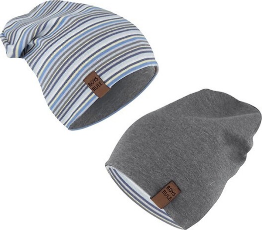 Detská obojstranná čiapka AJS 50-086 dwustronna dziecięca Veľkosť: 48-50 cm, Barva: tmavosivá melanž