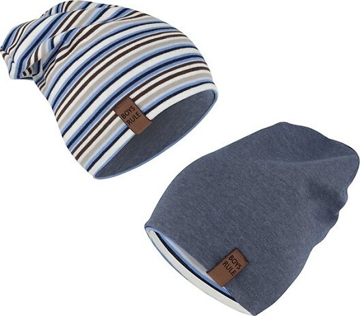 Detská obojstranná čiapka AJS 50-086 dwustronna dziecięca Veľkosť: 48-50 cm, Barva: tmavě modrá melanž