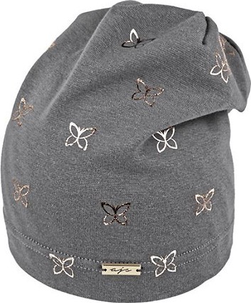 Detská čiapka s motýľmi AJS 50-105 dziecięca Veľkosť: 48-50 cm, Barva: tmavosivá melanž